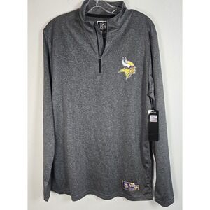 Minnesota Vikings Shirt Men Medium Gray 1/4 Zip Pullover Ultra Game NFL Football